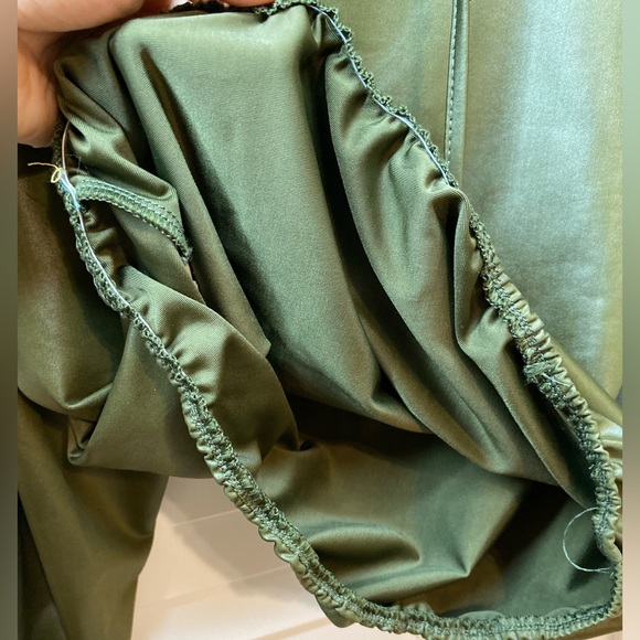 Olive Green Satin Jogger Set – Women - Picture 5 of 7